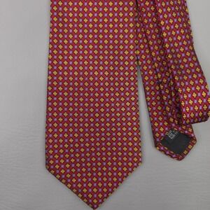 Joseph A Bank Signature Collection Tie Mens Red Silk Geometric Woven Italy